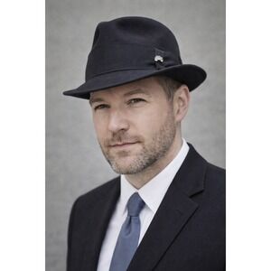 Vintage Champ Wool Felt Fedora Hat Black Mens Size 7 1/8 Classic Dress USA